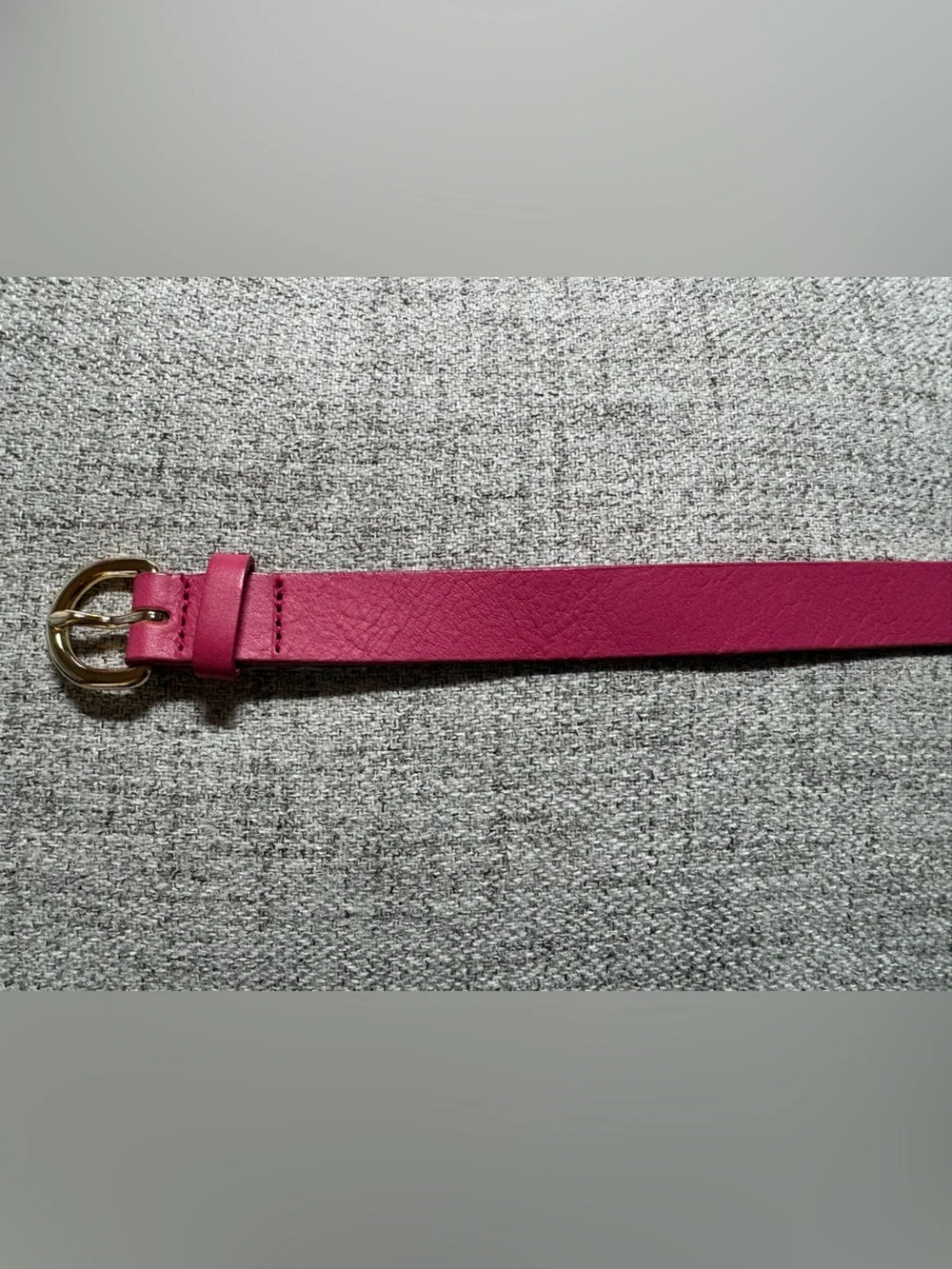 NWOT J Crew Pink Genuine Leather Slim Belt with Gold Buckle - Picture 2 of 5